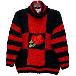 Vantage Kitty Hawk By Vivian Wang Women Red Sweater Size L Turtleneck